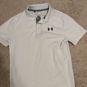 Under Armour white polo golf shirt.